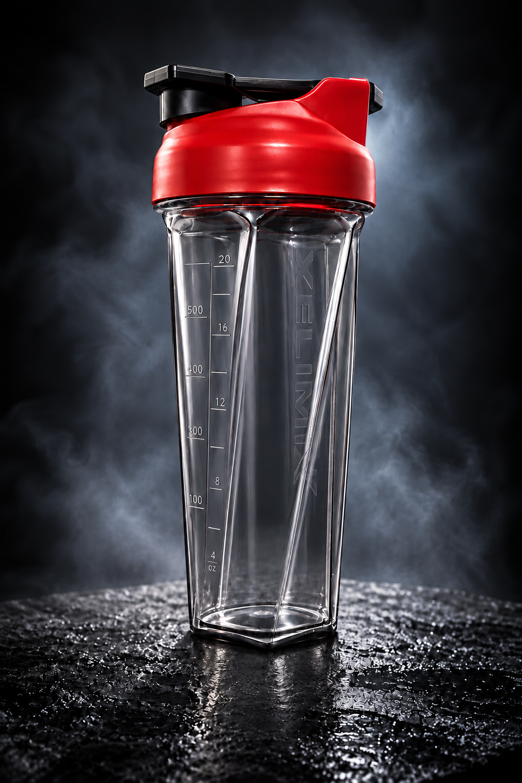 Model H 600 ml sports shaker with a red lid and transparent smoke body.