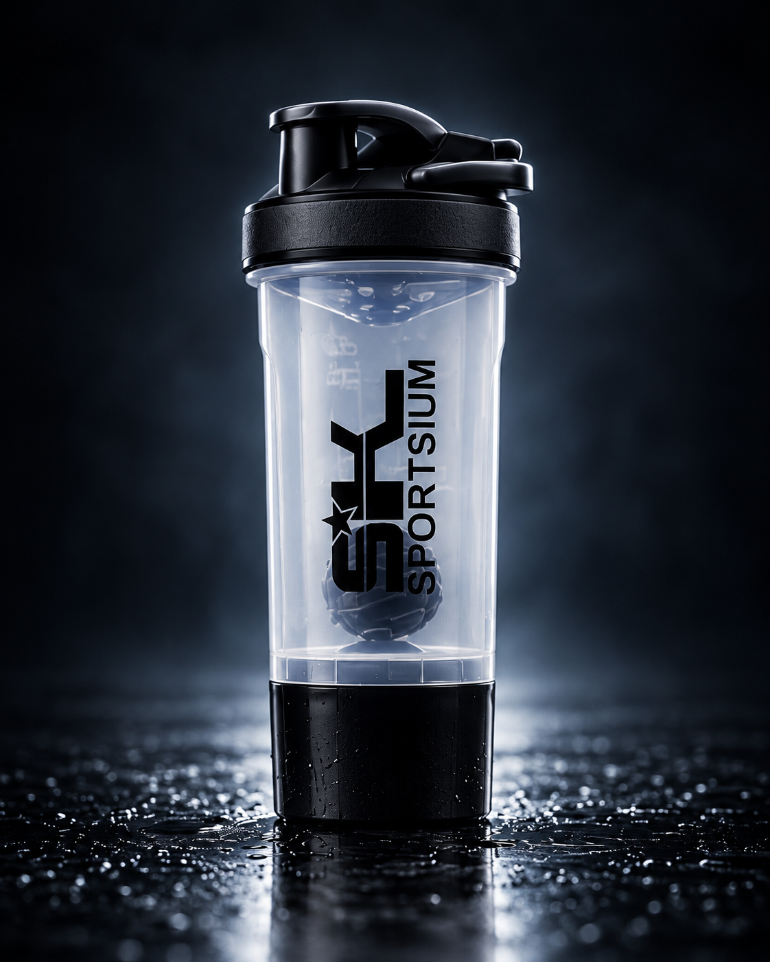 شیکر ورزشی SKY ظرفیت ۷۰۰ میلیلیتر Single black SKY ۷۰۰ میلیلیتر فاقد BPA sports shaker with five-blade mixing insert and detachable storage compartment